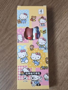 Hello Kitty Yellow Pink Blue Character Pen Set - 4pcs